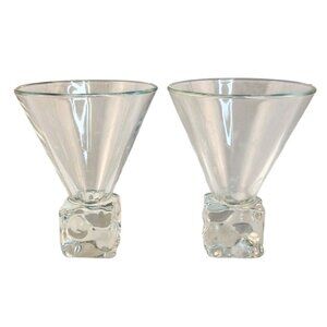 Disaronno Ice Cube Base Martini Cocktail Glasses - Set of 2 - Mid Century Martin